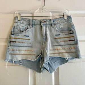 Unpublished High-waisted Embroidered Jean Shorts Size 28